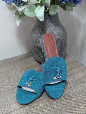 Suede Slide Mules with Bow
